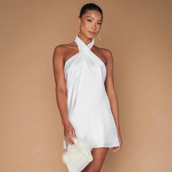 Show Me Your MuMu White Halter Mini Dress - Picture 2 of 7